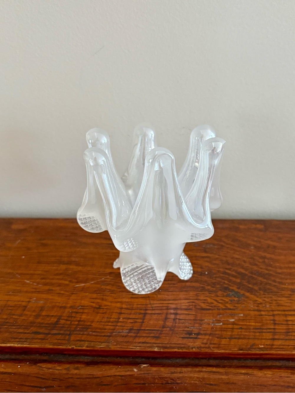 White Art Glass Sculpture or Candleholder